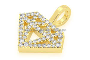 Collar con Colgante de Oro Sólido de 10K, Diseño Geométrico Moderno, Estilo Hip Hop, Diamantes Naturales, Logotipo Personalizado de la Empresa, Estilo Iced Bling, Regalo Unisex - Product Image 2