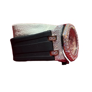 นาฬิกาข้อมือผู้ชายหรูหราสุดยอด ระบบออโตเมติก ประดับเพชรโมอิสซาไนต์ ผ่านการทดสอบเพชร ซีรีส์ฮิปฮอป ดีไซน์เงางาม ระดับ VVS  ระบบควอตซ์ สายหนัง พร้อมเข็มบอกเวลา - Product Image 1