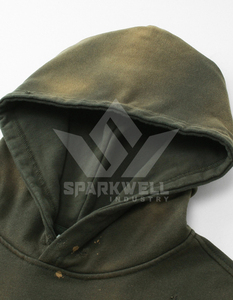 Sweat-shirt à capuche surdimensionné noir pour homme Sparkwell Industry, 100% coton, tissu molletonné français, imprimé, poche avant, vêtement décontracté pour l'automne - Product Image 4