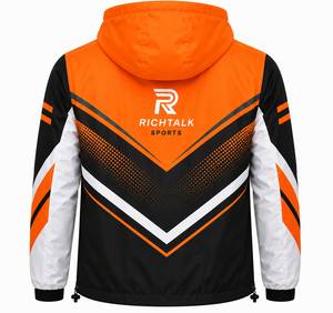 Veste matelassée imperméable à capuche pour homme, noire, en polyester, fermeture éclair sur le devant, design sportif, vêtement d'hiver respirant et à séchage rapide - Product Image 2
