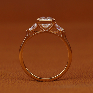 <b>Emerald</b> Cut Lab Grown Diamond Engagement <b>Ring</b> Pear Side Stone <b>Ring</b> Bezel Set Diamond <b>Ring</b> 14K Solid Gold Bridal <b>Ring</b> - Product Image 5