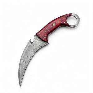 Handcrafted Damascus Steel Precision Ring Handle Utility <b>Tool</b> Red <b>Wood</b> Craft - Product Image 5