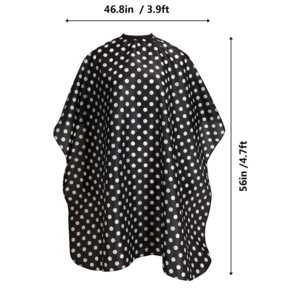 Capa de Peluquería Negra con Puntos Blancos, de Poliéster Resistente al Agua, para Salón de Belleza - Product Image 3