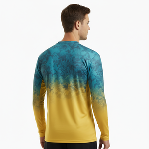 เสื้อตกปลาแบบมีฮู้ดลายพรางพิมพ์ลายแบบซับลิเมชั่น แห้งเร็ว มีช่องสำหรับนิ้วโป้ง พร้อมกระเป๋า  ปรับแต่งได้อย่างมืออาชีพ - Product Image 2