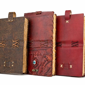 Leather Journal Deckle Edge Handmade Paper Vintage <b>Notebook</b> Assorted Designs Handcrafted Diary Writing Sketchbook Gift <b>Set</b> - Product Image 1