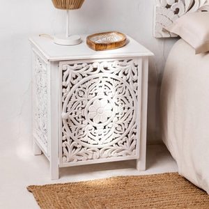 Carved Wood Nightstand Bedside <b>Table</b> <b>Storage</b> Cabinet Modern Bedroom <b>Side</b> <b>Table</b> - Product Image 1