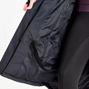 Equestrian Horse <b>Coat</b> Quick Dry 300gsm Dry Microfibre Sherpa Fleece <b>Lined</b> black long <b>coat</b> - Product Image 3