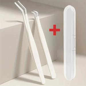 Pinzas para pestañas, pinzas de acero inoxidable, pinzas antiestáticas de alta precisión para extensiones de pestañas - Product Image 6