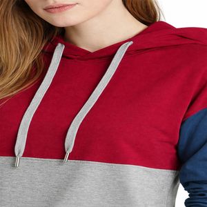 Sweat à capuche color block pour femme, pull décontracté à manches longues, hiver, qualité supérieure, tissu coton et polyester, capuche réglable pour femme - Product Image 5