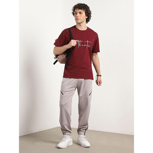 Pantalon de jogging décontracté pour homme à taille élastique avec poches latérales, séchage rapide, en polyester et coton tricoté mi-lourd pour l'automne - Product Image 5