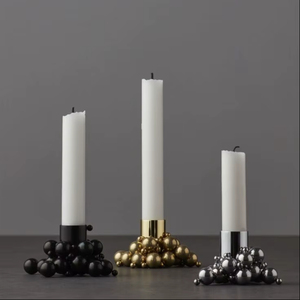 Portavelas con base de burbujas de diseñador, candelabro de latón negro plateado, base de Lámpara decorativa moderna, Decoración de mesa para el hogar y la boda - Product Image 1