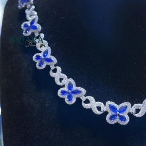 S925 Women's 18K Gold Plated Moissanite Flower <b>Statement</b> <b>Necklace</b> Pavé Setting Rhodium Plated Luxury Wedding Jewelry - Product Image 3
