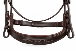 Brida de Cuero Marrón Oscuro Premium para Caballo con Diadema de Cristales de Imitación, Narquera Acolchada, Costuras Elegantes y Hebillas Ajustables - Product Image 4