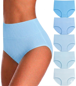 Ropa Interior Femenina de Corte Alto, Tejida y Transpirable, con Tela Suave, Elástica y Flexible, Cintura Estable, Cobertura Completa, Comodidad Diaria - Product Image 1