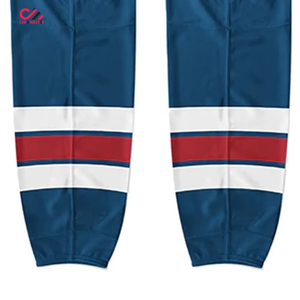 CARE <b>MASTER</b> Men's Blue <b>Ice</b> Hockey Socks With White And Red Stripes Elastic Waist Breathable Polyester Sportswear - Product Image 4