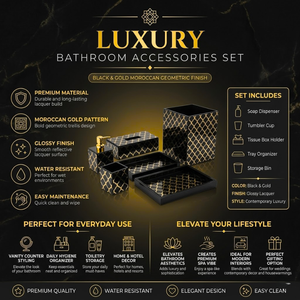 Modern Black Glass Bathroom Accessories Set 6 Pieces|Soap Dispenser, <b>Toothbrush</b> <b>Holder</b>, Tumbler & Tray |Elegant Rectangle Design - Product Image 3