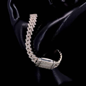 Bracelet à maillons Iced Out de luxe, style Hip Hop, effet diamant, en argent, bijou de déclaration, cadeau - Product Image 6