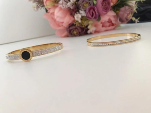 Elegant <b>Gold</b> Moissanite Tennis <b>Bracelet</b> With <b>Black</b> Dial Luxury Womens Sparkling Designer Fashion Jewellery - Product Image 4