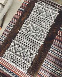 Modern Wholesale 14X78 inches White Macrame Linen Cotton Handmade Table <b>Runners</b> Boho Style Knotted Design <b>Runner</b> for Home Decor - Product Image 1