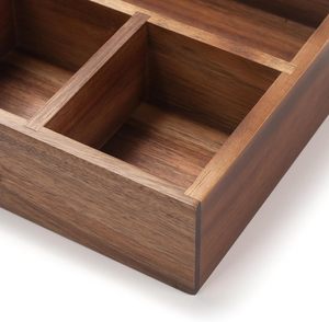 Pine Wood Compact 4 Divisions Tray Sections Holder for Tea Bags Coffee Packets Sugar Sweeteners and <b>Small</b> Packets - Product Image 3
