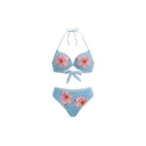 Bikini Personalizado ODM/OEM con Cuentas Florales, Color Sólido, Cintura Alta, Lazos Laterales, Traje de Baño de Dos Piezas, Bikini Push-Up - Product Image 4