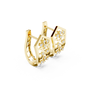 Starlit Jewels Pendientes de aro geométricos flotantes de dos tonos de oro de 10 quilates - Product Image 4