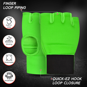 Green Half Finger Training Gloves With Velcro Wrist Support For Boxing Inner Gloves And Martial Arts Unisex Spandex Fit - Product Image 5