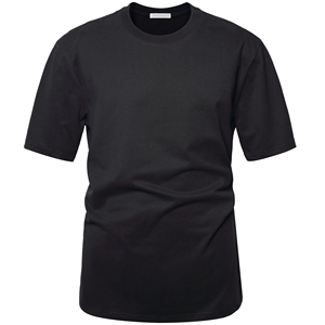 เสื้อยืดคอกลมแขนสั้นผู้ชาย ผ้าฝ้าย 100% ทรงปกติ สีพื้น ผ้าเจอร์ซีย์ถัก ย้อมสีดำล้วน - Product Image 1