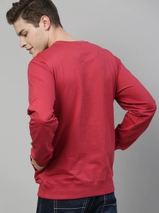 Sudadera Roja de Cuello Redondo para Hombre, Corte Regular, Color Sólido, Informal, Tejida, 100% Algodón, para Otoño - Product Image 2