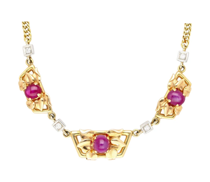 Gold Plated Zinc Alloy Statement <b>Necklace</b> With Lab Created <b>Ruby</b> Bezel Set Geometric Design Snake Chain Women's Fashion - Product Image 4
