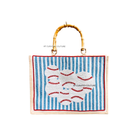 Sacs fourre-tout en toile brodés de baseball personnalisés pour le jour du match, avec perles, design sur mesure, poignée souple, durables, faits à la main, pour les fans du jour du match
