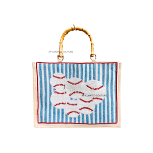 Bolsas de Lona con Cuentas de Béisbol, Diseño Personalizado, Asa Suave, Duraderas, Hechas a Mano, para el Día del Partido, para los Fanáticos, Amplias y Multiusos - Product Image 1