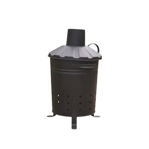 Produit phare : Incinérateur de jardin en acier noir, brûleur de déchets extérieur pour feuilles, bois, ordures, papier, foyer avec couvercle et support de base - Product Image 2