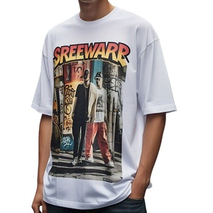 Custom Oversized <b>Tshirt</b> Graphic Acid Wash Heavyweight T-Shirt Big Digital Printing 100% cotton T-shirt for men loose fit - Product Image 1