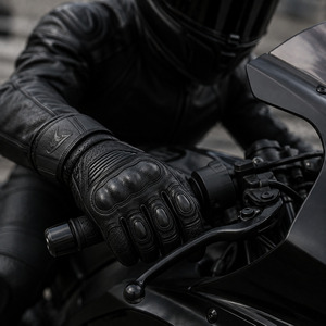 Gants de course en cuir à doigts entiers avec protection de la paume et sangle de poignet réglable pour la conduite, unisexe - Product Image 4
