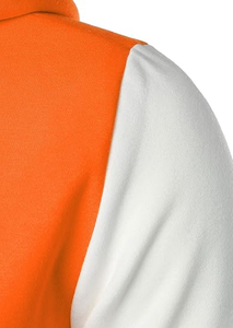 Chaqueta Varsity con Capucha para Hombre, Color Naranja y Blanco, Estilo Casual, de Poliéster y Algodón, Cierre de Botón, Corte Regular, para Otoño - Product Image 5
