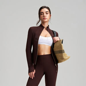 Vêtements de sport saisonniers pour femmes, veste de yoga sans manches en nylon coupe-vent double face, ensemble 2 pièces avec logo imprimé sur le devant - Product Image 3