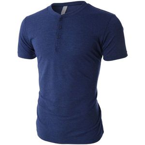 Mens <b>Henley</b> T-Shirt <b>Short</b> <b>Sleeve</b> Breathable Quick Dry Knitted 100% Cotton Blank Front Solid Color Casual Summer Wear - Product Image 2