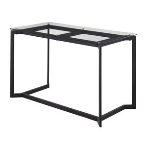 Bureau d'ordinateur moderne en acier noir Masters avec plateau en verre transparent – Design élégant - Product Image 3