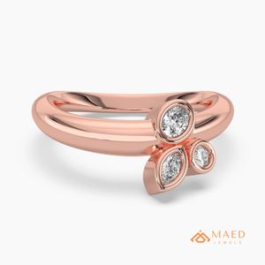 Moissanite <b>Ring</b> Women Marquise Cut Bezel Three Stone Rose Gold Plated 925 Sterling Silver Modern Wedding Los Angeles Jewelry - Product Image 1