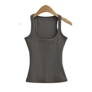 Solide U-cou sans manches femmes sans manches réservoir culture gilets été nouveau Sexy haute Stretch sans manches gilet - Product Image 2