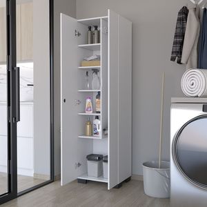 Armadio Porta Scopa Bianco Lucin Garage, Pratica Soluzione di Stoccaggio per il Tuo Garage - Product Image 2