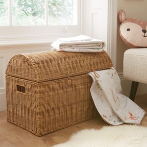 Rectangular Rattan Trunk Chest Toy Box <b>Basket</b> <b>With</b> <b>Lid</b> for Young Kids Toys Storage Organizer - Product Image 4