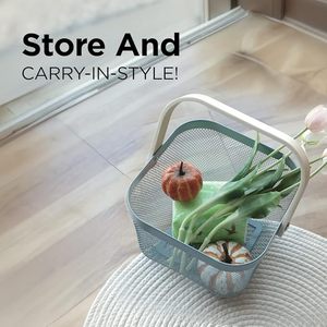 Cesta Multiusos de 15 Pulgadas con Gancho, Solución de Almacenamiento de Alambre de Acero Resistente, Asas Curvas Fáciles de Agarrar, Organización Decorativa - Product Image 3