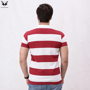 Polo de Punto de Manga Corta a Rayas Rojas y Blancas para Hombre, Tejido Suave de la Más Alta Calidad, Camiseta Informal Transpirable de Algodón - Product Image 2