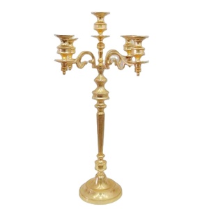 Metal 5 Arm Weddings Gold <b>Candelabra</b> Embossed Royal Design Luxuries Fancy <b>Candelabra</b> for Wedding and Party Decoration - Product Image 1