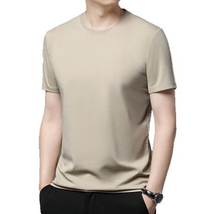 T-shirt d'été décontracté à manches courtes en soie glacée, broderie personnalisée du logo OEM, fabriqué en Chine par BD - Product Image 1