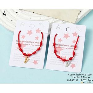 Braccialetto Angelina a Sette Nodi con Cordoncino Rosso e Charm Placcato Oro, Gioiello Unisex da Regalo - Product Image 3