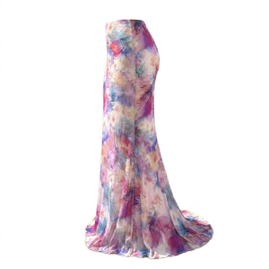 Sublimation Print <b>Chiffon</b> Natural Waist Bodycon Ankle-Length <b>Maxi</b> <b>Skirts</b> for Women Floral Summer Slim Fit Wholesale - Product Image 4