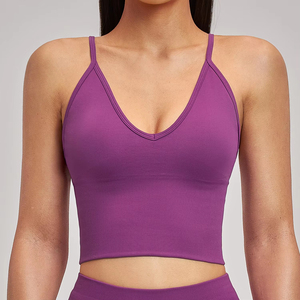 High Quality New Arrival Plus Size V-Neck <b>Cross</b> Back Yoga Bra Women's High Support Shockproof Padded Sports <b>Top</b> Front for - Product Image 1